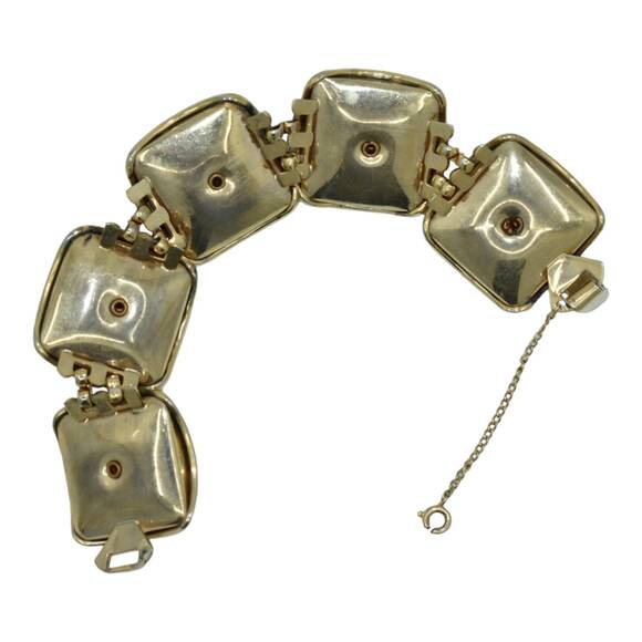 Vintage Bracelet Earrings Set Enamel Flowers Faux Pearls by Alice Jewelry Co - Picture 7 of 10